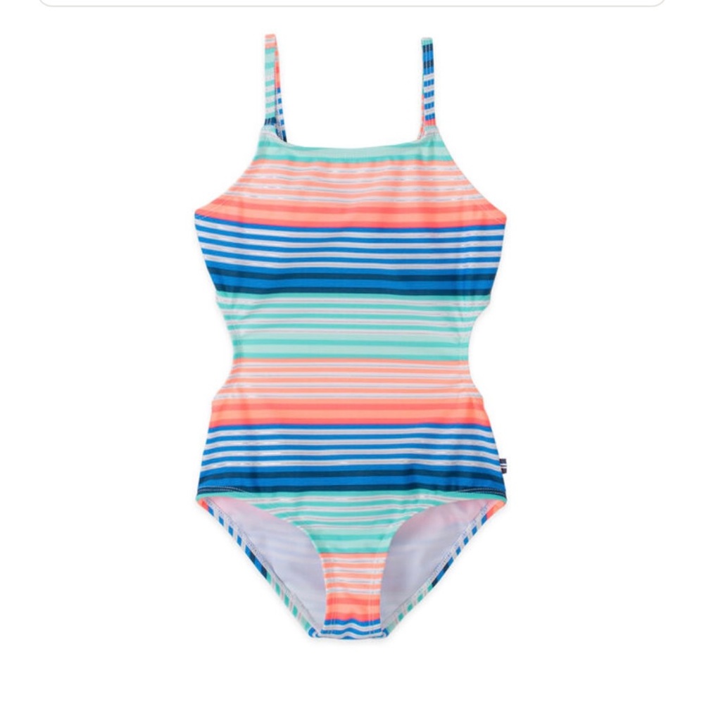 NWOT girls one piece striped Nautica swimsuit with SPF50